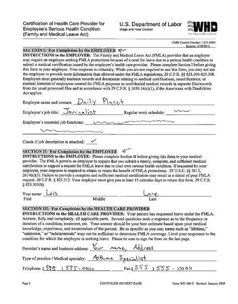 FMLA Paperwork by Primary Doctor