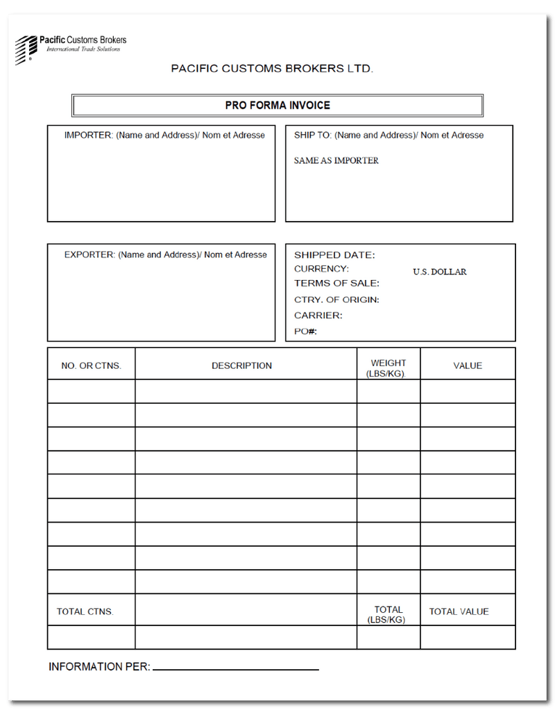 Canada Customs Forms Pdf Downloads Pcb