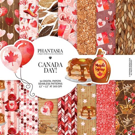 Canada Day Digital Papers Canadian Pattern Canada Planner Etsy