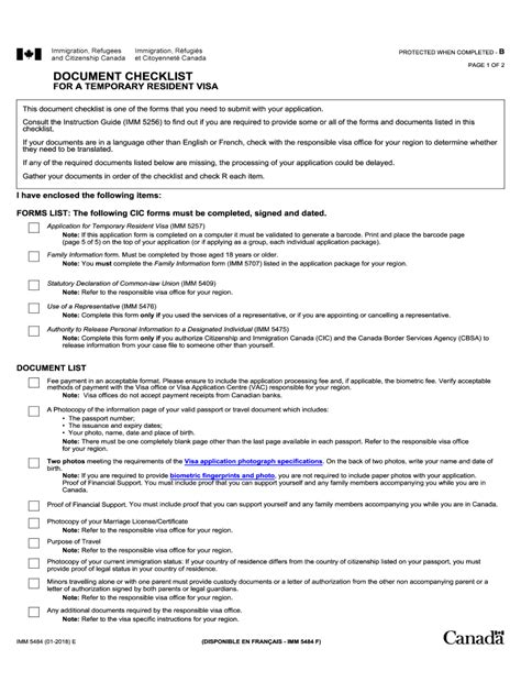 Canada Document Checklist Visa 2018 2024 Form Fill Out And Sign