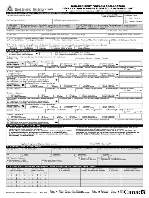 Canada Firearms Declaration Form Fill And Sign Printable Template