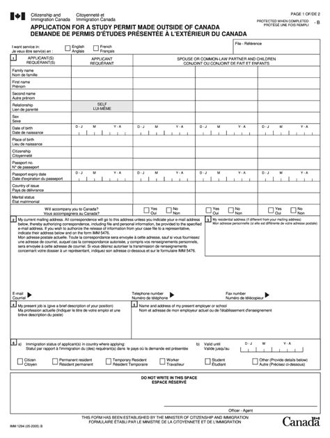 Canada Student Visa Application Form Pdf Fill Out Sign Online Dochub