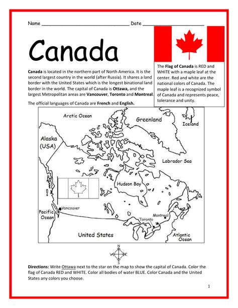 Canada Worksheets