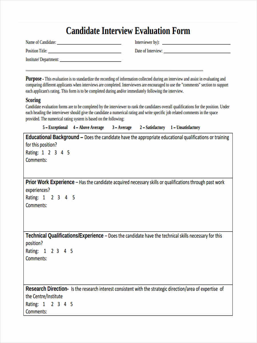 Candidate Interview Form