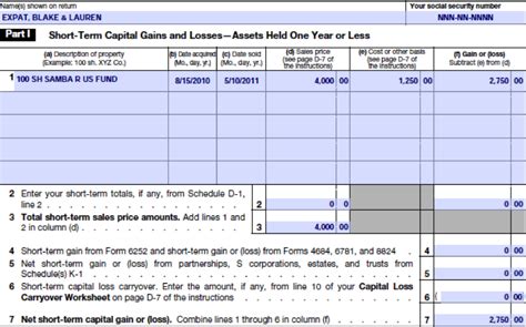 Capital Gains And Losses Schedule D When Filing Us Taxes 1040 Form Printable