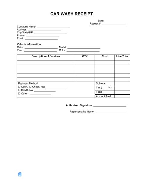 Car Detailing Receipt Template