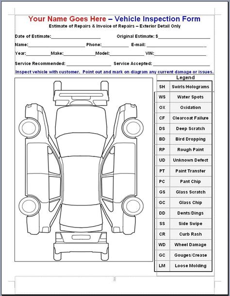 Car Diagram For Inspection