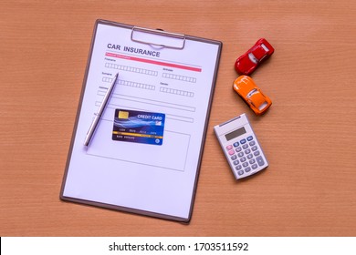 Car Insurance Form With Model And Policy Document Stock Photo Image