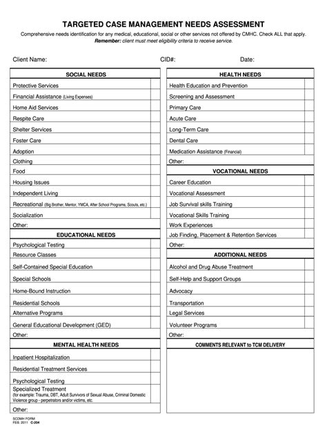 Case Management Needs Assessment Template Fill Out Sign Online Dochub