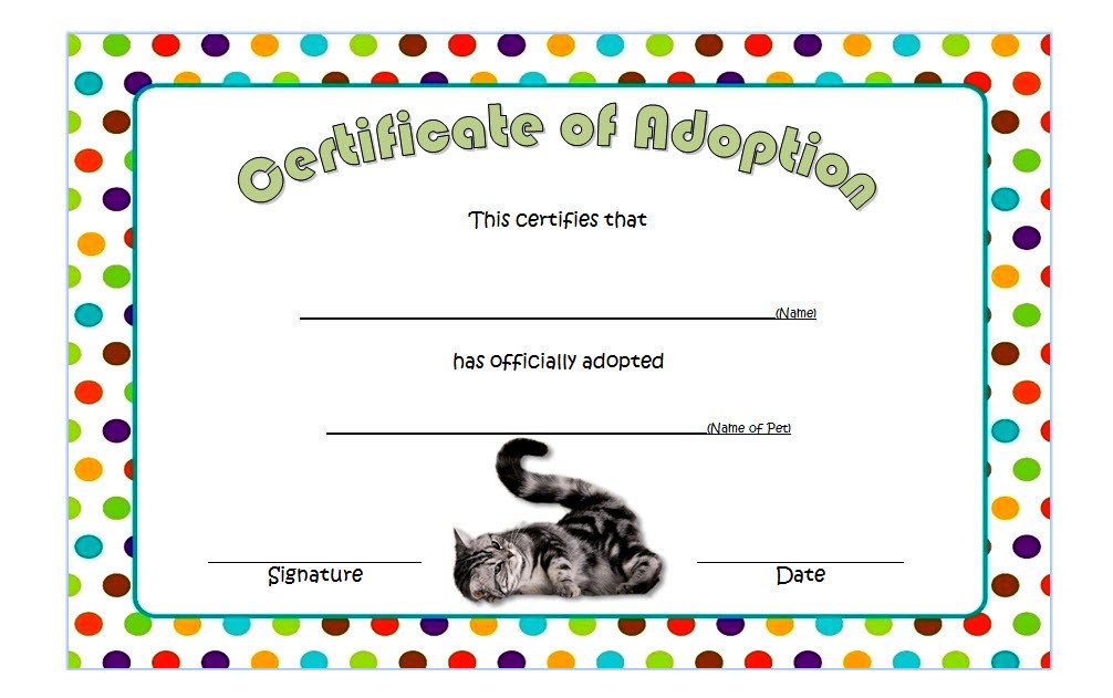 Cat Adoption Certificate Template 2 Paddle Templates