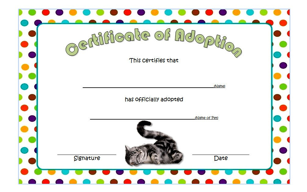 Cat Adoption Certificate Templates Free 9 Update Designs 2019