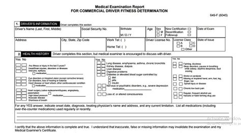 Cdl Drivers Dot Medical Exam Form 649F Pdf