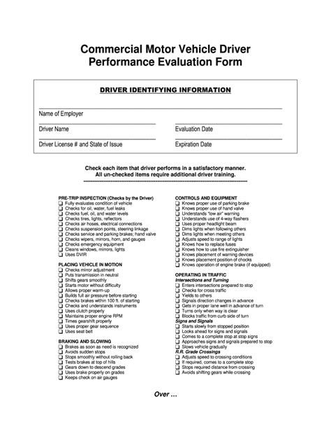 Cdl Form Driver Performance Evaluation Fill And Sign Printable