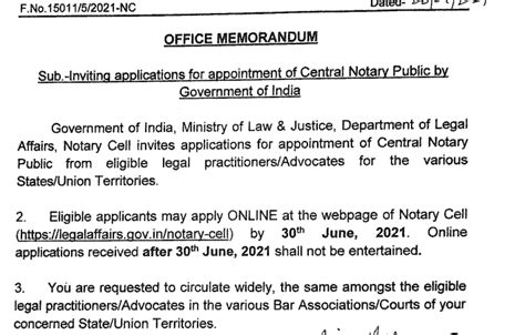 Central Notary Public Officer Vacancy 2023 India Careers News