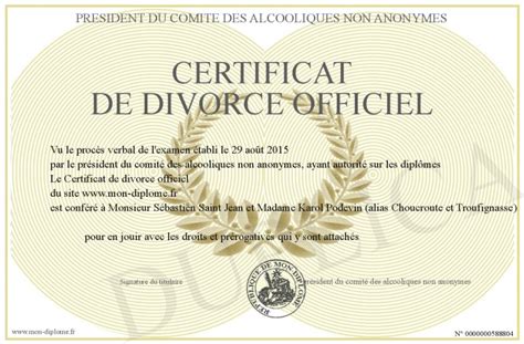 Certificat De Divorce