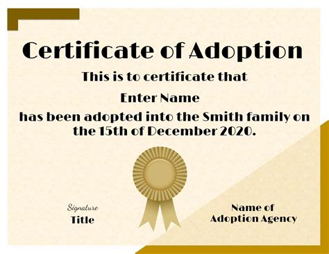 Certificate Of Adoption Template For Blank Adoption Certificate Template Best Sample Template