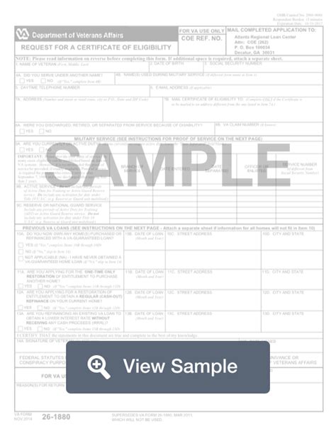 Certificate Of Eligibility Form 26 1880 For Va Loans Loan Walls