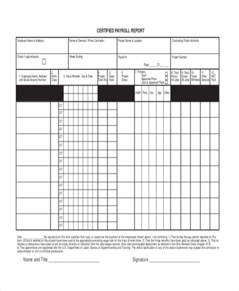 Certified Payroll Form Download Free Documents For Pdf Word And Excel