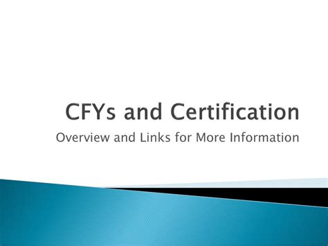 Cfys And Certification Ppt Download