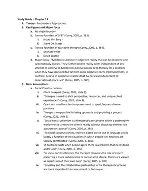 Ch 13 Ct Study Guide Gerald Corey Chapter Notes Counseling Theories