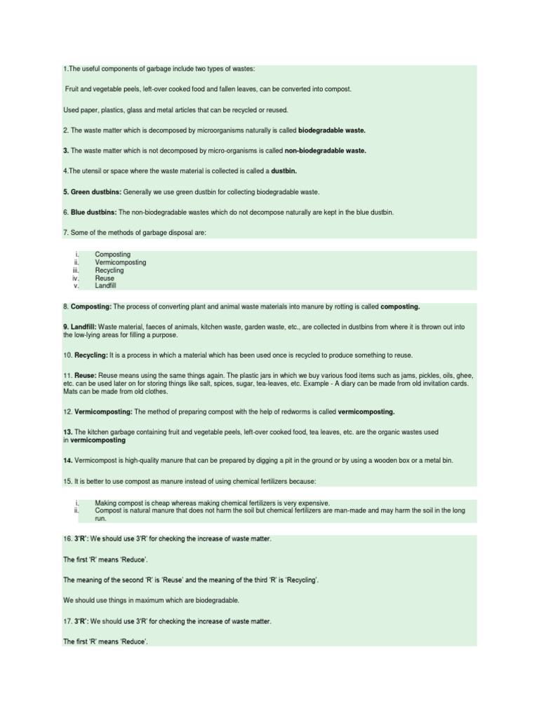 Ch 16 Garbage In Garbage Out Notes Class 6Th Science Edugrown School