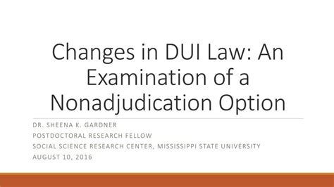 Changes In Dui Law An Examination Of A Nonadjudication Option Ppt