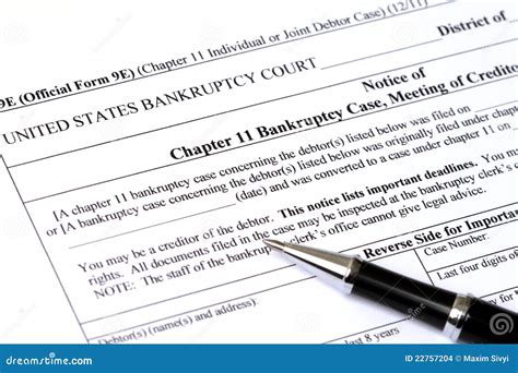 Chapter 11 Bankruptcy Application Stock Images Image 22757204