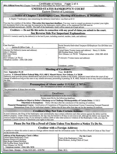 Chapter 13 Bankruptcy Forms Maryland Form Resume Examples Jl10lya12b