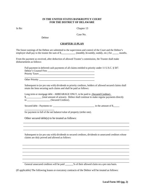 Chapter 13 Plan Template Doc Template Pdffiller