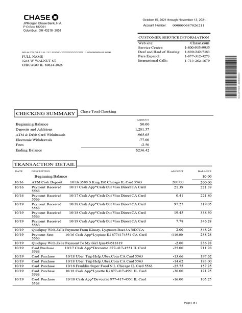 Chase Bank Statement 2022