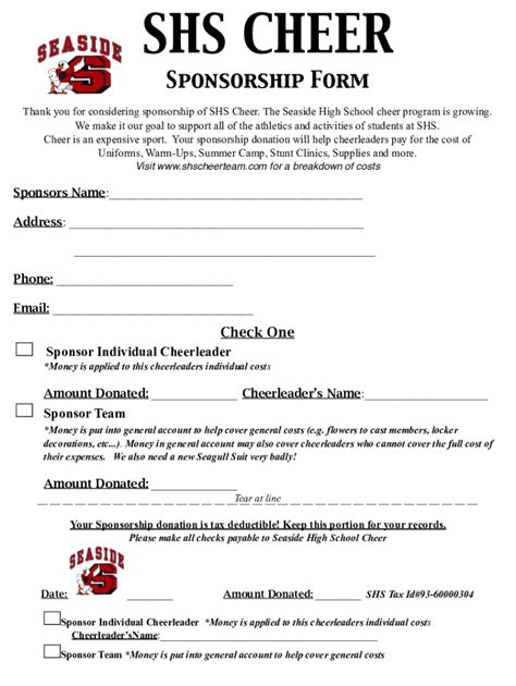 Cheer Sponsorship Form Fill Out Amp Sign Online Dochub