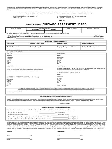 Chicago Residential Lease 2024 Fill Online Printable Fillable