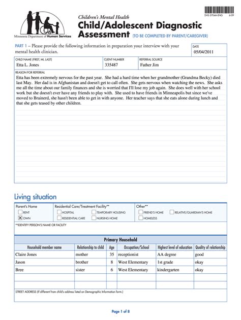 Child Adolescent Diagnostic Assessment Form Fill And Sign Printable