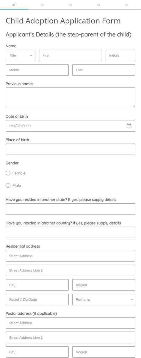 Child Adoption Application Form Template 123Formbuilder