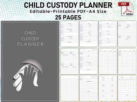 Child Custody Binder Custody Planner Printable Child Support Track Custody Plan Child