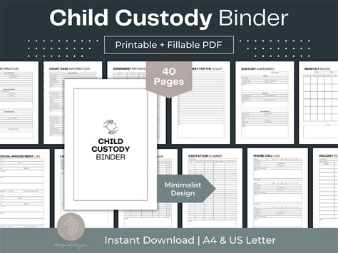 Child Custody Binder Custody Planner Printable Child Support Track