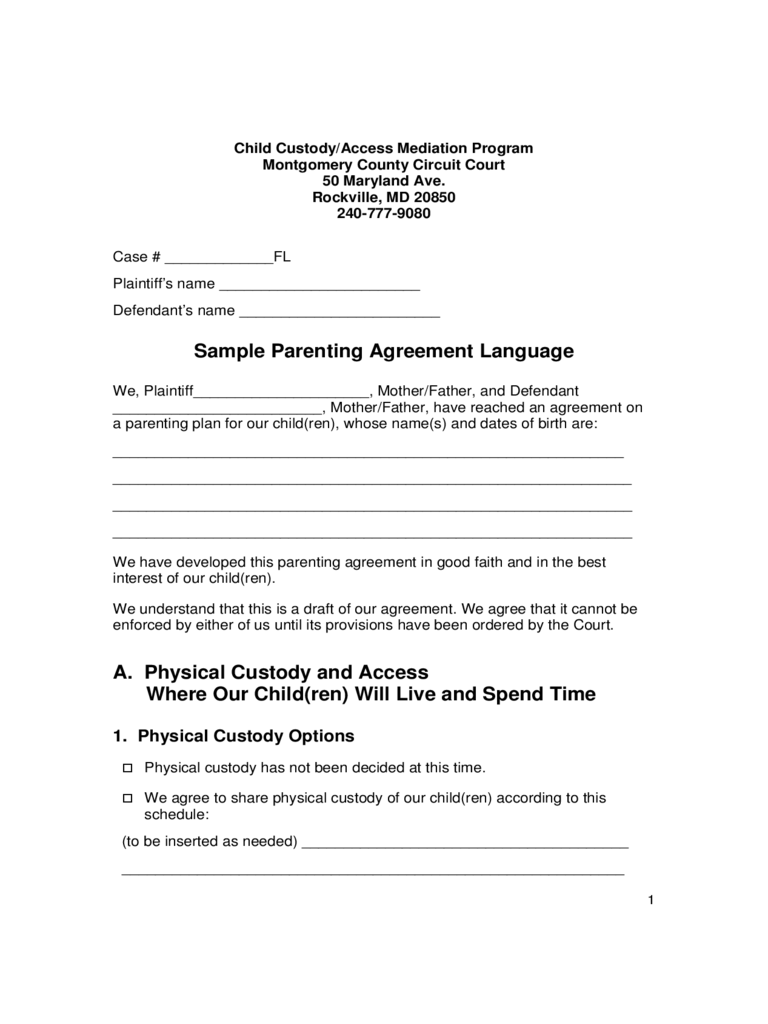 Child Custody Form 44 Free Templates In Pdf Word Excel Download