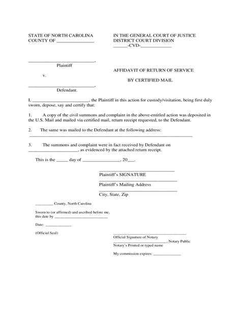 Child Custody Form North Carolina Free Download