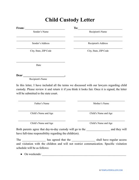 Child Custody Letter Template Fill Out Sign Online And Download Pdf Templateroller