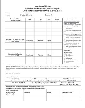 Child Protective Services Abuse Report Form Cps Easy To Use Customizable