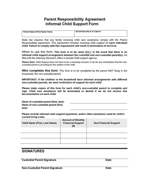 Child Support Agreement Template