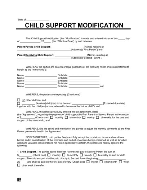 Child Support Modification Form Template 123 Form Builder