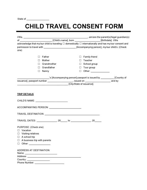 Child Travel Consent Form