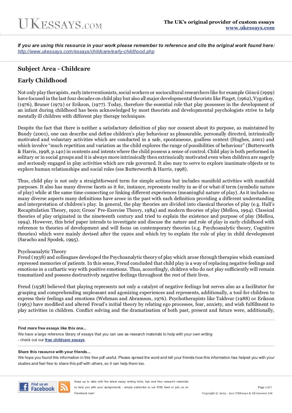 Childcare Essays Early Childhood