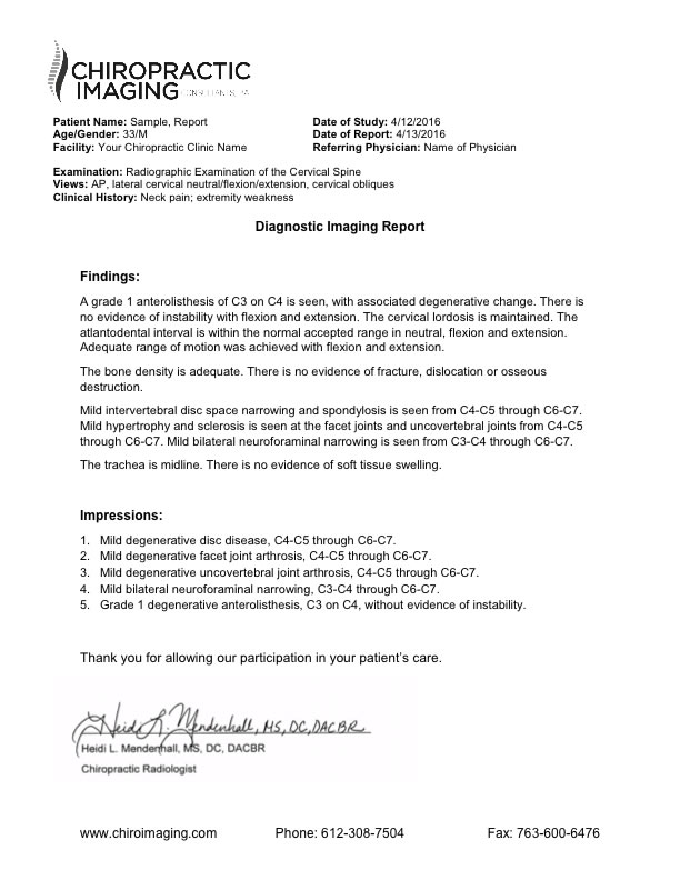 Chiropractic Reports Chiropractic Exam Report Form