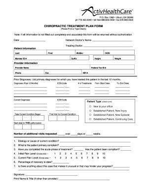 Chiropractic Treatment Plan Forms Fill Out And Sign Printable Pdf