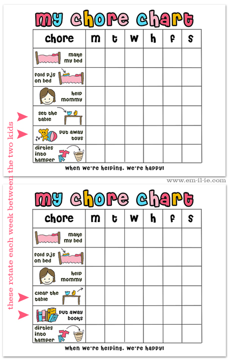 Chore Chart Printable For Seven Year Olds Printablechorecharts Net