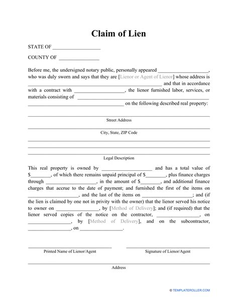 Claim Of Lien Form Fill Out Sign Online And Download Pdf Templateroller