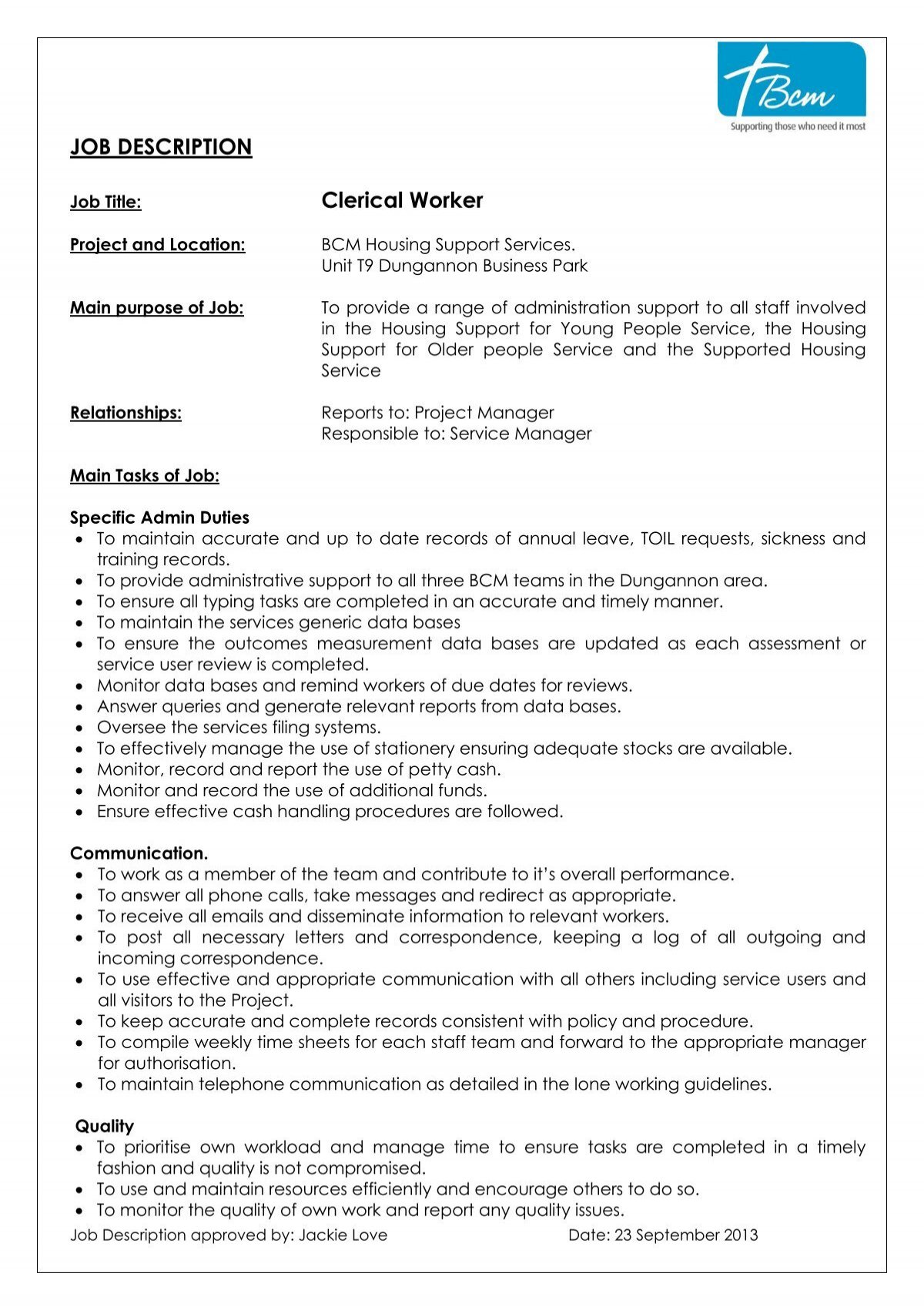 Clerical Worker Job Description Salary Duties More