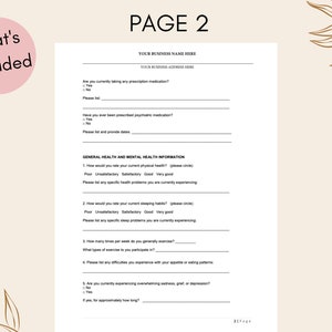 Client Intake Form For Therapists Counseling Paperwork Etsy